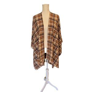 Old Navy Brown Plaid Soft Open Front Shawl Women's One Size